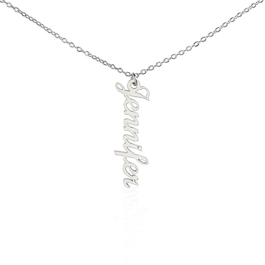 Vertical Name Necklace with Stainless Steel / Yellow Gold