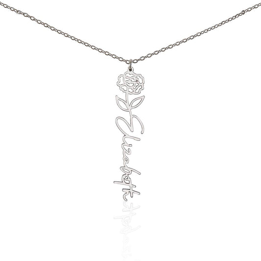 Flower Name Necklace with Stainless Steel / Yellow Gold